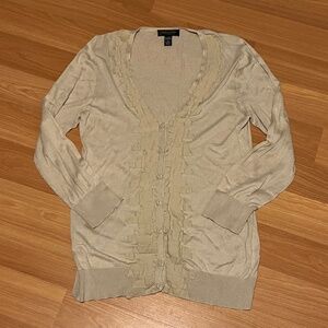 Cable & Gauge Women's Ruffle Button-Down Cardigan, Size XL